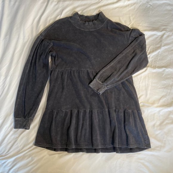 Wild Fable | Sweatshirt Dress Tiered Hemline Mock Turtleneck Black | Size: Small - Picture 1 of 4